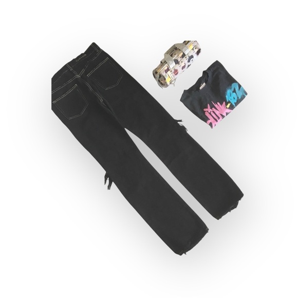 new LF Carmar ༄ Shredded Knee Destroyed Boyfriend Jeans ༄ Overdye Black ༄ 23 25 - Picture 11 of 16